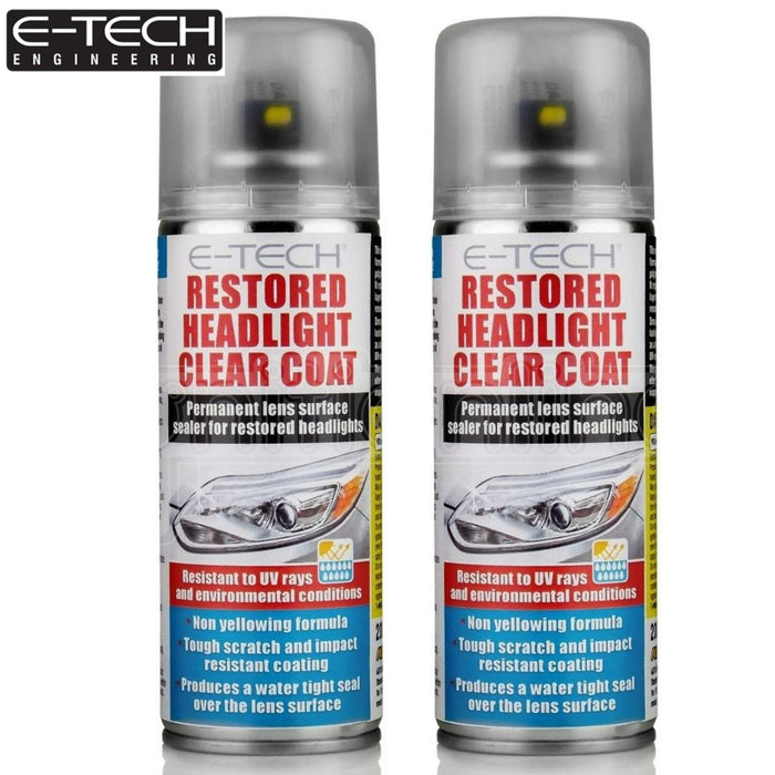 2X Restored Headlight Clear Coat 200ml Protect Headlamp Lacquer E-Tech