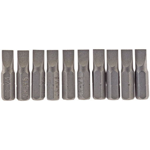 Draper Plain Slot Insert Bit, 6mm, 1/4" Hex, 25mm Long (Pack of 10) 64031 Draper  - Dynamic Drive