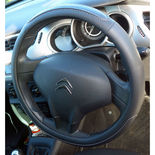 Black Steering Wheel Cover Soft Grip Leather Look for Berlingo All Years UKB4C  - Dynamic Drive