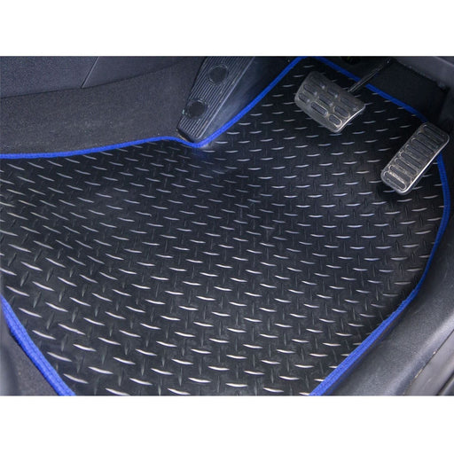 Blue Trim TailoBlue Black Rubber Car Mats for Jaguar Xf 14 Set of 4 With 8 Clips UKB4C  - Dynamic Drive