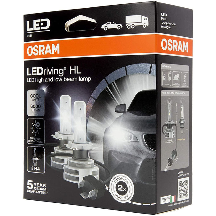 2x H4 LED OSRAM LEDriving HL GEN2 (Next Generation) 6000K Bulbs 9726CW Osram  - Dynamic Drive