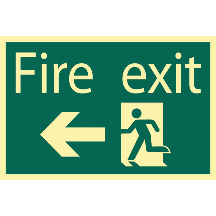 Draper Glow In The Dark 'Fire Exit Arrow Left' Safety Sign 72721 Draper  - Dynamic Drive