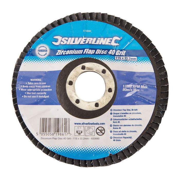 Silverline Zirconium Flap Disc 115mm 40 Grit