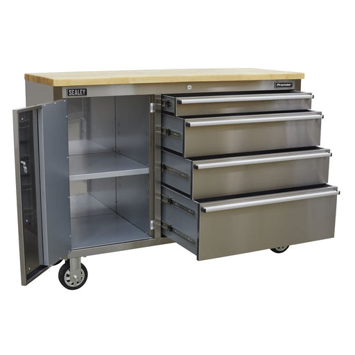 Sealey Mobile Stainless Steel Tool Cabinet 4 Drawer AP4804SS Sealey  - Dynamic Drive