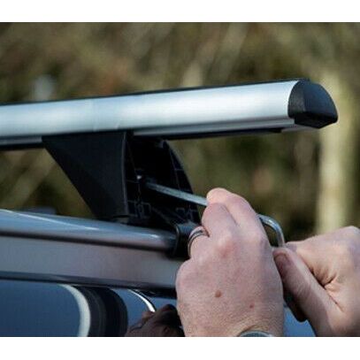 Locking Aluminium Flush Solid Roof Rail Cross Bars fits Alfa Romeo Stelvio Maypole  - Dynamic Drive