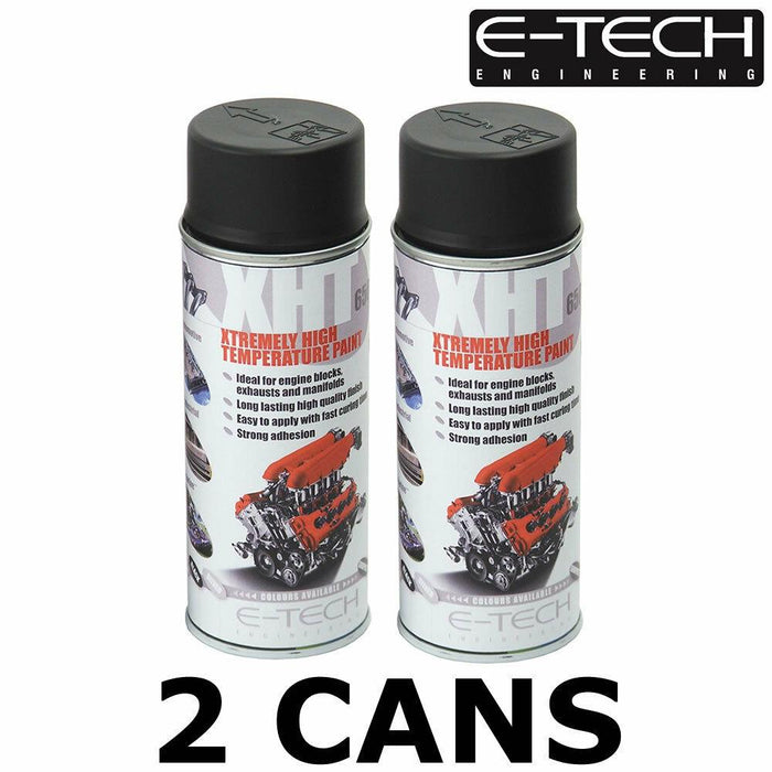 2x BLACK E-Tech 400ml Extremely High Temperature Paint XHT VHT Exhaust