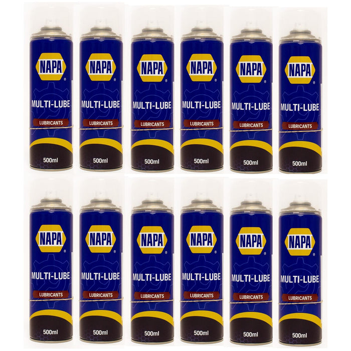 12x NAPA Multi Purpose Lubricant Spray Cleans Protect Rust Penetrating Oil 500ml