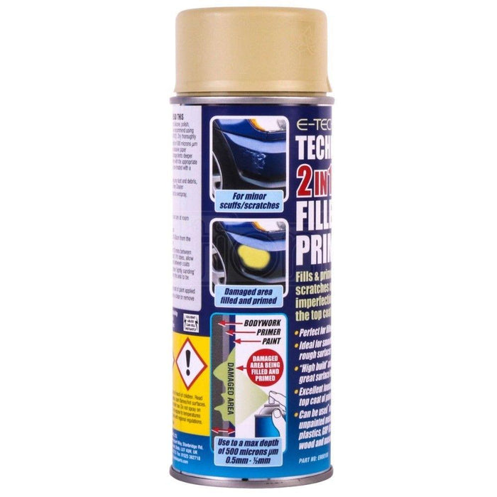 E-Tech Technik 2-in-1 Filler & Primer Car Body Repair Paint Undercoat 400ml Can E-Tech  - Dynamic Drive