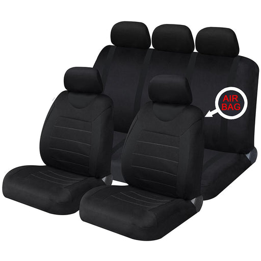 Black Mesh Full Set Front & Rear Car Seat Covers for Toyota Yaris All Models UKB4C  - Dynamic Drive