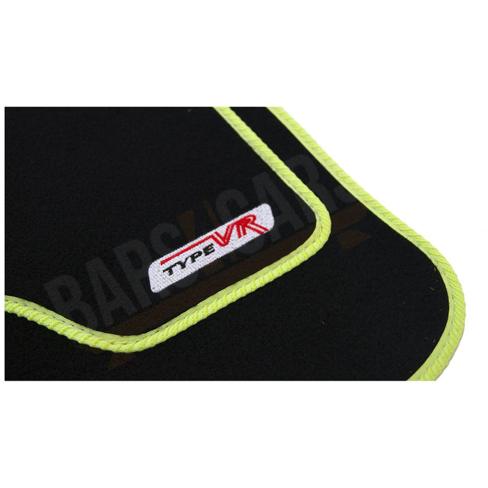 4 x VR Black Car Carpet Floor Mats with Green Trim fits Citroen C1 C2 C3 C4 Saxo UKB4C  - Dynamic Drive