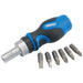 1x 7 Piece Draper Stubby Ratcher Screwdriver & Bit Set With 1/4" Bit Holder Draper  - Dynamic Drive