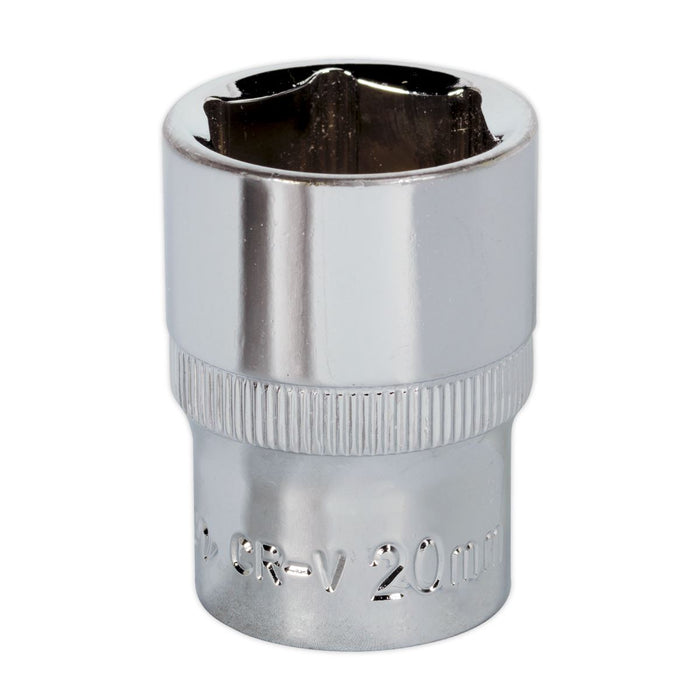 Sealey WallDrive Socket 20mm 1/2"Sq Drive Fully Polished SP1220