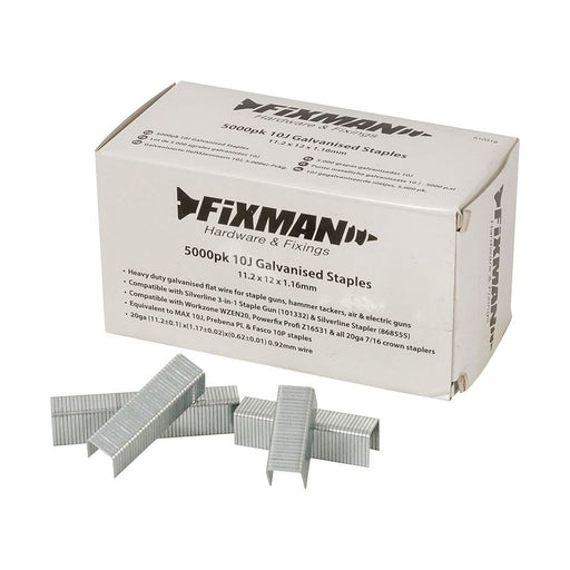 Fixman 10J Galvanised Staples 5000pk 11.2 x 12 x 1.17mm Fixman  - Dynamic Drive