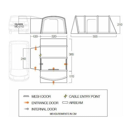 Vango Galli Pro Air Low Drive Away Awning  (180 - 210cm) Campervan Vango  - Dynamic Drive