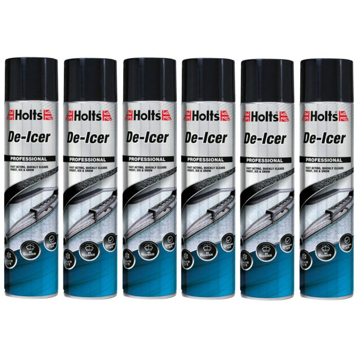 6 x Holts Car De-Icer Melts Windscreen Ice Frost Snow Aerosol Deicer 600ml