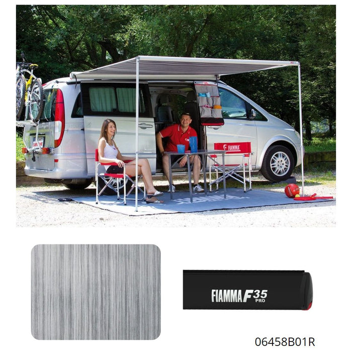 Fiamma F35 Pro 250 Awning Deep Black Case Royal Grey Fabric Campervan Caravan