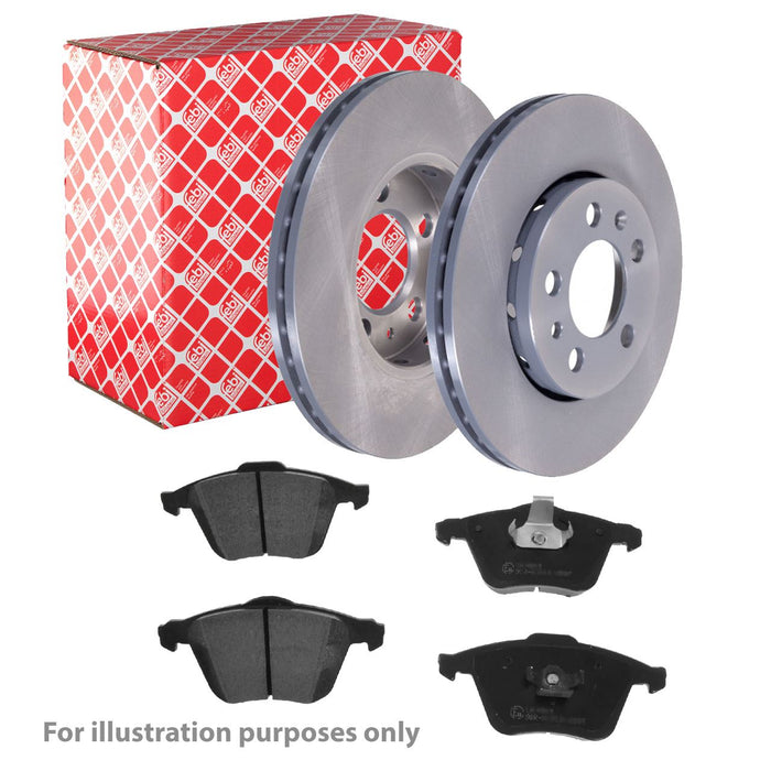 Genuine FEBI Front Brake Discs & Pads Set Vented for Fiat Punto