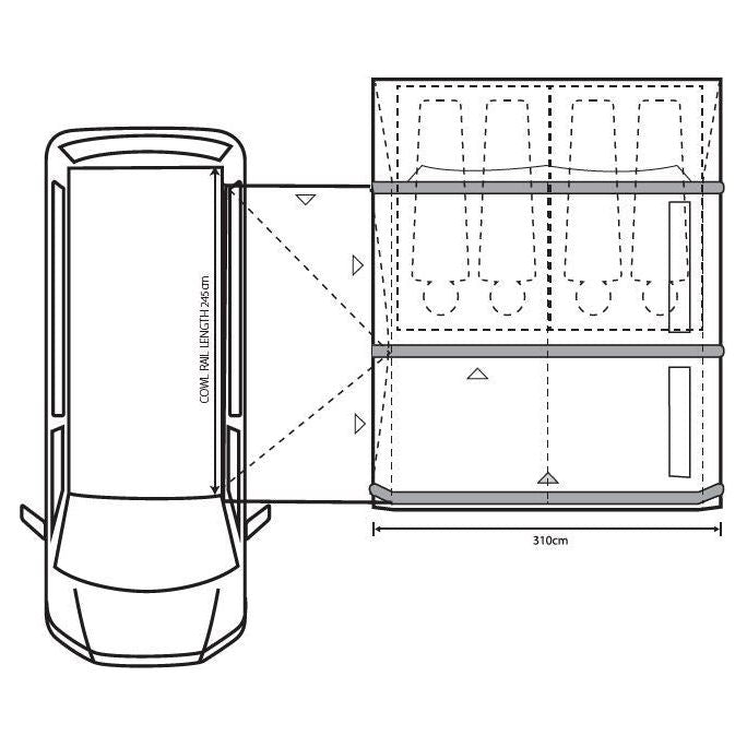 Outdoor Revolution Movelite  T3E  PC Driveaway Air Awning Midline(220cm-255cm)