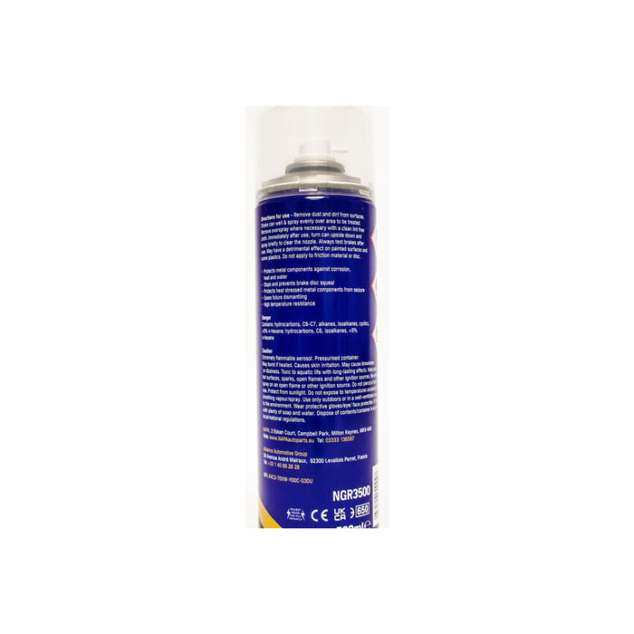 6x NAPA Copper Grease Spray Multi Purpose Anti Seize Compound Aerosol 500ml Napa  - Dynamic Drive