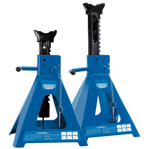 Draper Pneumatic Rise Ratcheting Axle Stands, 10 Tonne (Pair) 01815 Draper  - Dynamic Drive