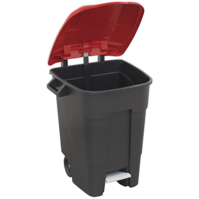 Sealey Refuse/Wheelie Bin with Foot Pedal 100L Red BM100PR