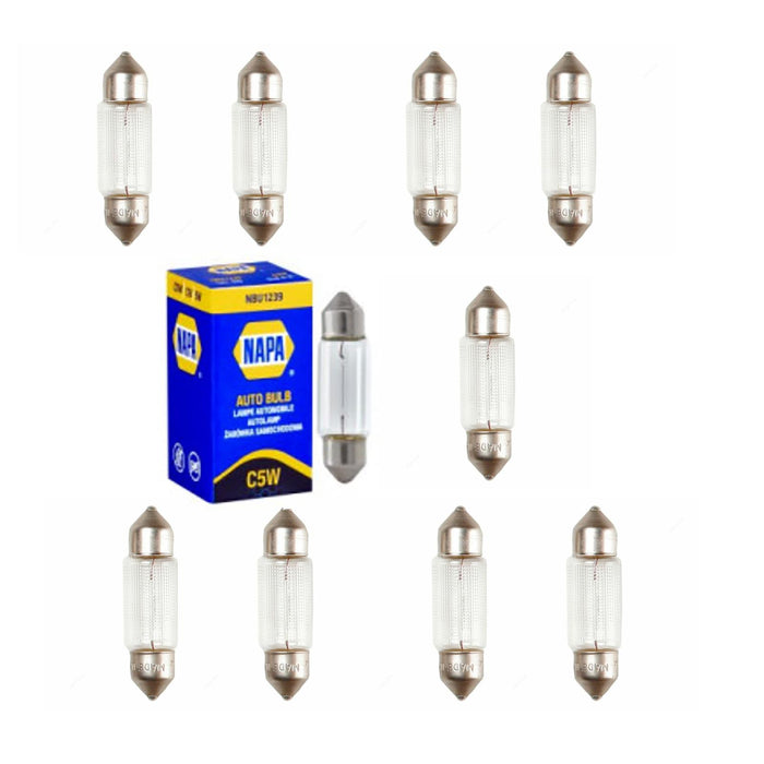 10 x NAPA Auxiliary Halogen Bulb C5W 12V 5W S8.5d 11 x 38mm (NBU1239) Napa  - Dynamic Drive