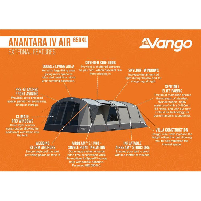 Vango Anantara IV Air 650XL Cloud Grey Tent 6 Berth Vango  - Dynamic Drive