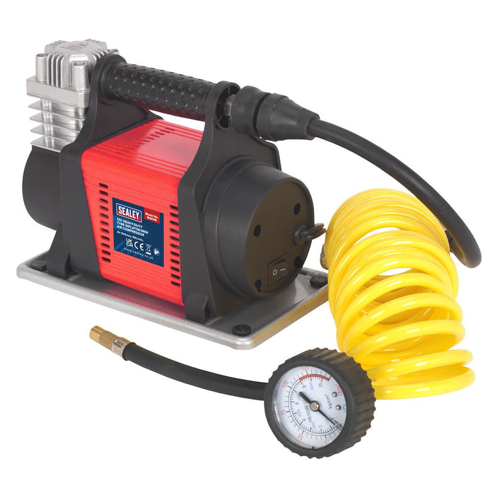 Sealey Tyre Inflator/Mini Air Compressor 12V Heavy-Duty MAC05 Sealey  - Dynamic Drive