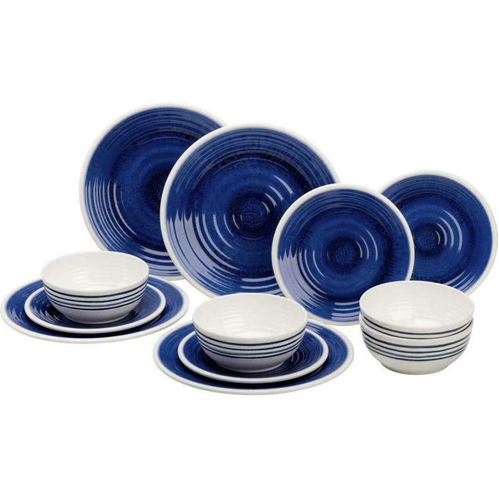 Flamefield Blue Azure Camping Caravan 12 Pc melamine Dinner Picnic camping Set