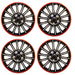 Set of 4 14" Black/Red Wheel Trims / Hub Caps fits Aygo UKB4C  - Dynamic Drive