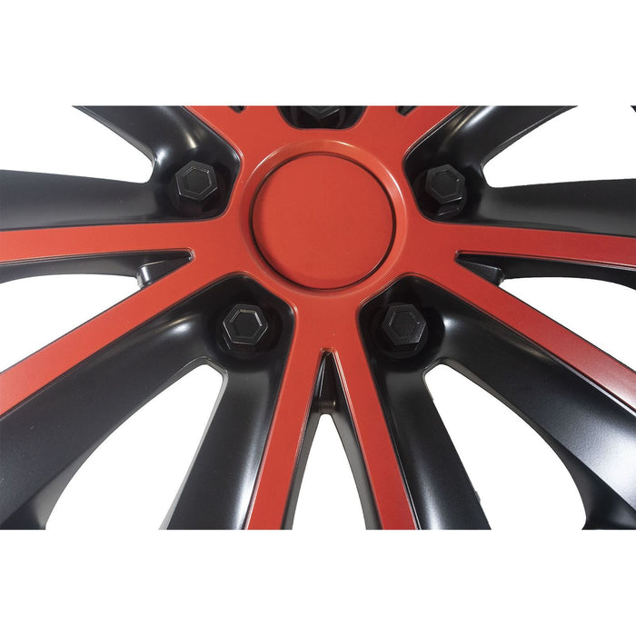 4 x Back & Red Alloy Look Wheel Trims Hub Caps 16" fits Polo Golf Fox Lupo UKB4C  - Dynamic Drive