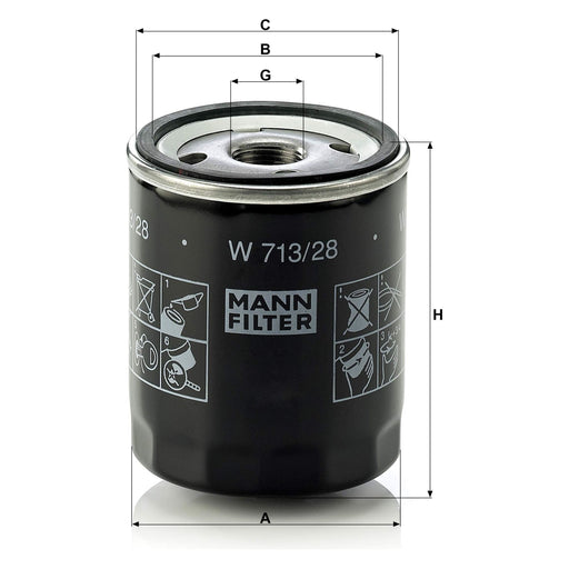 Genuine Mann Oil Filter for ItalMarinaRover 820 1.7/2.0 W713/28 Mann & Hummel  - Dynamic Drive