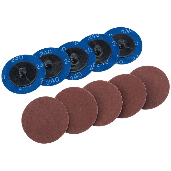 Draper Aluminium Oxide Sanding Discs, 50mm, 240 Grit (Pack of 10) 75613