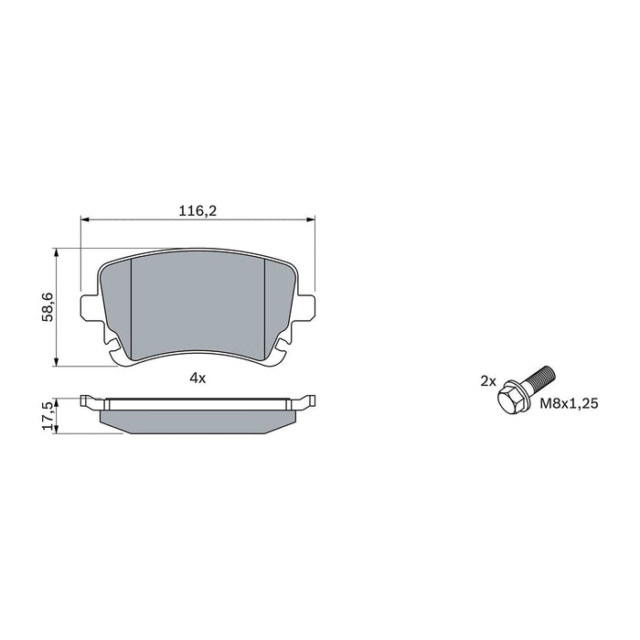 Bosch Brake Pad Set Bp1235 fits VW Transporter TDi BlueMotion - 2.0 - 15- 098649