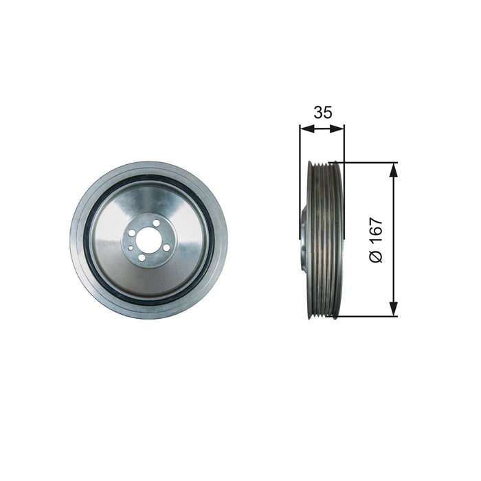 Gates Torsional Vibration Damper fits Vauxhall Zafira CDTi - 1.9 - 05- TVD1135