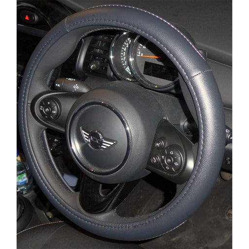 Black Steering Wheel Cover Soft Grip Leather Look for Mini Hatchback All Years UKB4C  - Dynamic Drive