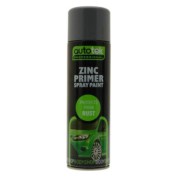 3x AUTOTEK Professional Zinc Primer 500ml Spray Paint High Coverage