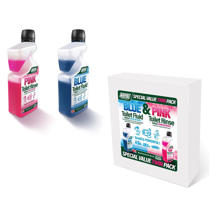 Maypole Twin Pack Toilet Fluid & Rinse Concentrate Caravan Camping Makes 4L Maypole  - Dynamic Drive