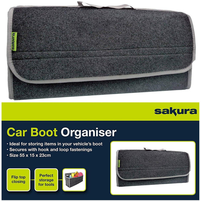 2 x Car Grey Carpet Boot Storage Bag Organiser Tools Breakdown Travel Tidy Large Sakura  - Dynamic Drive