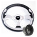 320mm Black & Silver Moulded Steering Wheel + Boss fits Peugeot 405 Mountney Classic  - Dynamic Drive