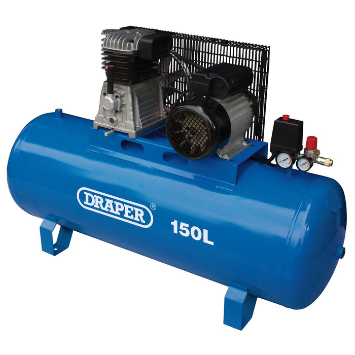 Draper Stationary Belt-Driven Air Compressor, 150L, 2.2kW 55304