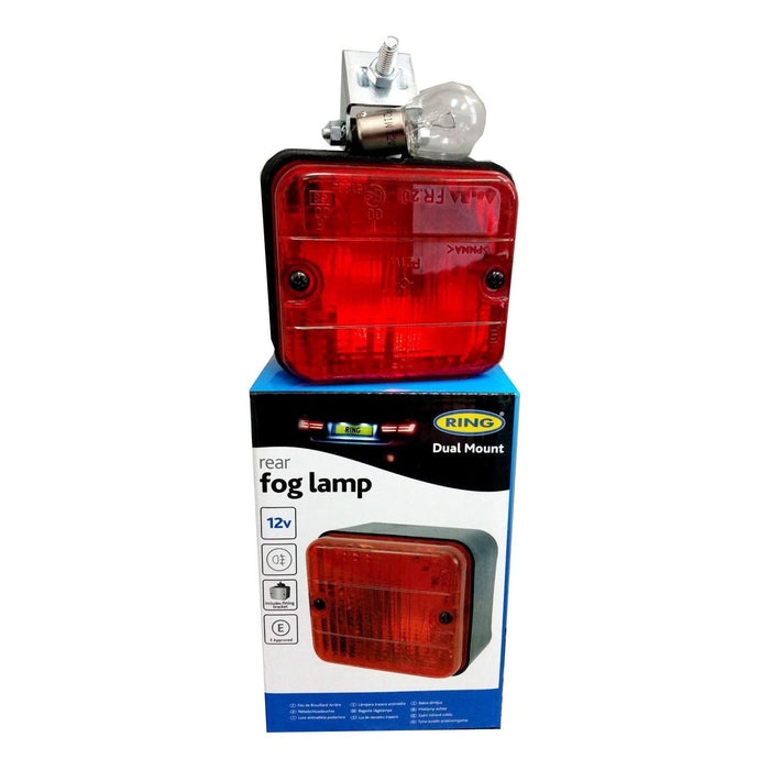 Universal 12v Car/Van/Trailer Approved Square Rear Red Fog Light/Lamp Easy Fit