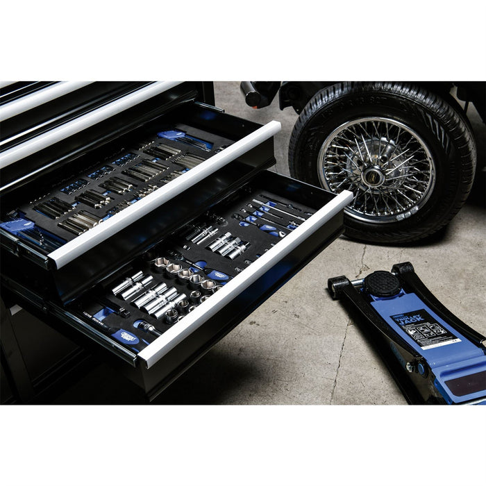 Draper Soft Grip Socket Set in Full Plus Drawer EVA Insert Tray, 1/4", 3/8" & 1/