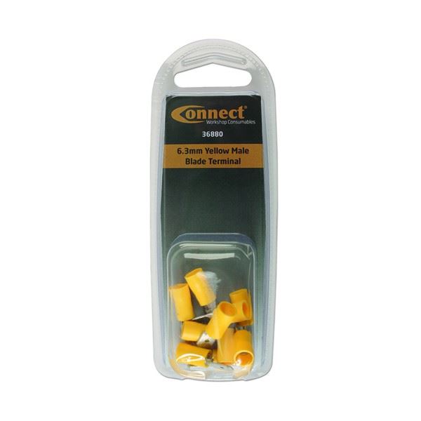 Connect 6.3mm Yellow Male Blade Terminal - Pack of 10 Connect  - Dynamic Drive