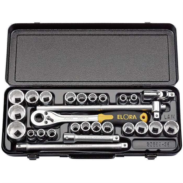 Draper Elora Metric and Imperial Socket Set, 1/2" Sq. Dr. (28 Piece) 50650