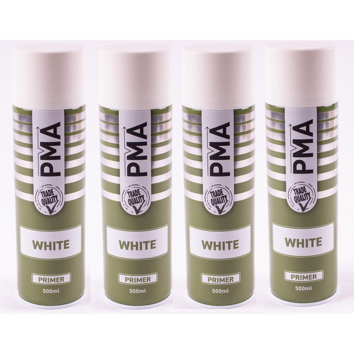 4 x PMA Professional White Primer 500ml Spray Paint High Coverage