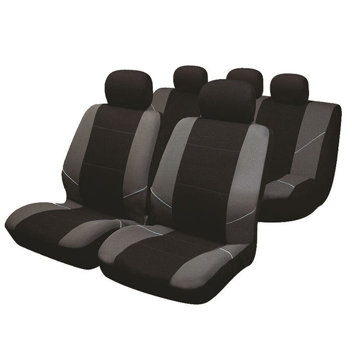 Black/Grey Full Set Front & Rear Car Seat Covers for Volvo V70 00-On UKB4C  - Dynamic Drive