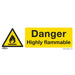 Sealey Warning Safety Sign Danger Highly Flammable Rigid Plastic Pack of 10 Sealey  - Dynamic Drive