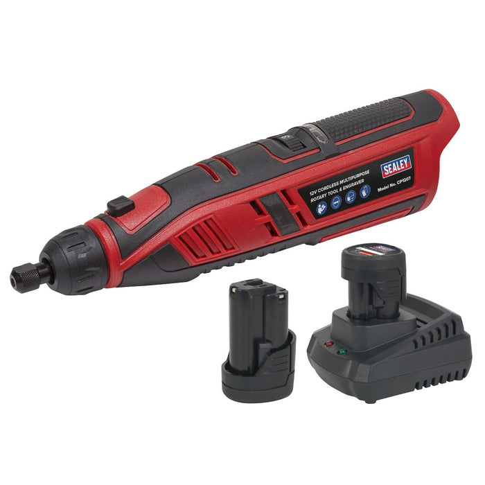 Sealey 12V Cordless Rotary Tool and Engraver Kit 1.5Ah Battteries Charger Bag Sealey  - Dynamic Drive