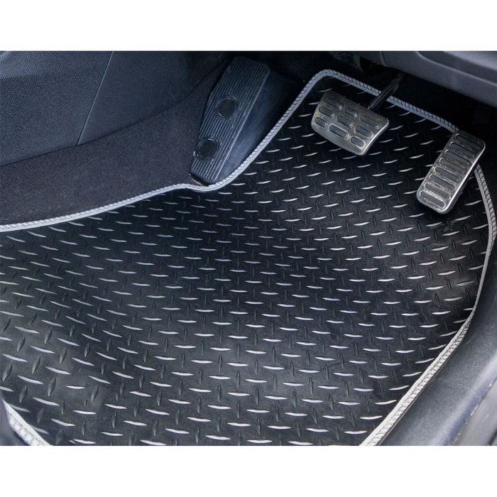 White Trim Tailored Rubber Car Mats for Vauxhall Agila 11> Set of 4 With 2 Clips UKB4C  - Dynamic Drive